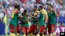 Les joueurs du Cameroun lors du match contre l'Allemagne, le 25 juin 2017.