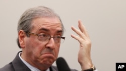 FILE - House Speaker Eduardo Cunha faces charges of corruption and money laundering.