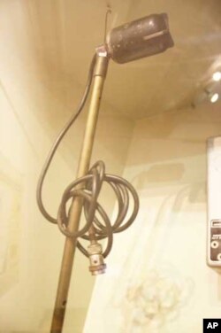 One of the primitive microphones used by Hugh Tracey during his fieldwork in Africa, on display at an exhibition in South Africa to pay tribute to him