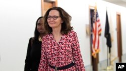 FILE - CIA director nominee Gina Haspel walks to meetings on Capitol Hill in Washington, May 7, 2018. 