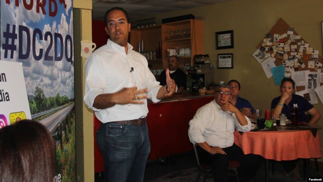 U.S. Congressman Will Hurd talks to constituents at a cafe in Presidio, Texas, August 7, 2017.