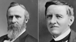 Rutherford B. Hayes (left) and Samuel J. Tilden.