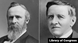 Rutherford B. Hayes (left) and Samuel J. Tilden.