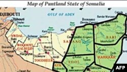 Bản đồ bang Puntland (màu xanh) của Somalia