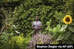 This photo provided by Stephen Zeigler shows Ron Finley in a garden in Los Angeles. Interest in gardening has grown around the country. And urban gardeners say it's particularly important for the health and resiliency of city neighborhoods. (Stephen Ziegler via AP)