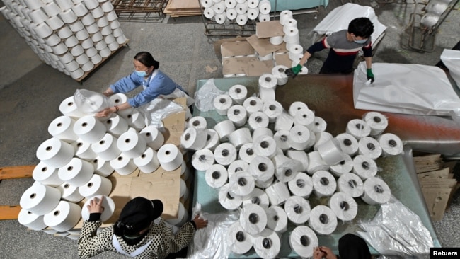 Công nhân làm việc tại một nhà máy ở Korla, thuộc khu vực Tân Cương của Trung Quốc.
