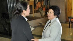 Kyrgyzstan President Roza Otunbayeva arrives at VOA headquarters