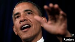 US President Barack Obama speaks during a visit to San Jose, California June 7, 2013