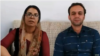 In this image composed of screen grabs from an Instagram video posted on Oct. 31, 2020, Iranian Kurdish activist married couple Farideh Veysi and Sirous Abbasi describe the apparent forced confessions they made while incarcerated in Sanandaj, Iran.