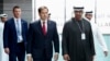 U.S. Secretary of State Marco Rubio, center, walks with United Arab Emirates President Sheikh Mohamed bin Zayed Al Nahyan as they meet at ADNEC Centre Abu Dhabi in Abu Dhabi, United Arab Emirates, Feb. 19, 2025.