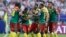 FILE: Cameroon players react during the Confederations Cup, Group B soccer match between Germany and Cameroon, at the Fisht Stadium in Sochi, Russia, Sunday, June 25, 2017. 