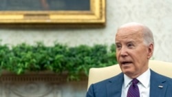 FILE—President Joe Biden speaks as he meets with Iraq's Prime Minister Shia al-Sudani in the Oval Office of the White House, April 15, 2024, in Washington.