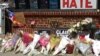 The front of the Stonewall Inn have been covered with flowers, candles and messages in memory of those who were lost in the tragedy. 