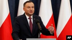 Presiden Polandia Andrzej Duda di Warsawa, Polandia, 20 Desember 2017. 