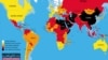 국경없는 기자회가 26일 발표한 연례 언론자유 지수. 짙은 색으로 표시될수록 언론자유가 보장되지 않는 국가들이다.