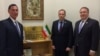 از راست:مایک پمپئو، لی زلدین و فرانک لو سه عضو مجلس نمایندگان آمریکا در دفتر حافظ منافع ایران در زمان درخواست اول شان برای سفر به ایران