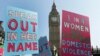 Manifestation contre la violence domestique près de Big Ben à Londres, 5 mars 2013. (AP Photo/Kirsty Wigglesworth)