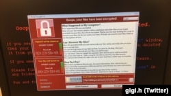 Screenshot of the suspected ransomware message on a NHS's computer