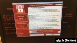 Screenshot sebuah komputer yang terkena serangan virus 'ransomware' (foto: ilustrasi).