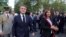 FILE - French President Emmanuel Macron and Paris Mayor Anne Hidalgo attend a ceremony to commemorate the 80th anniversary of the Liberation of Paris next to the Denfert Rocherau Square in Paris, Aug. 25, 2024.