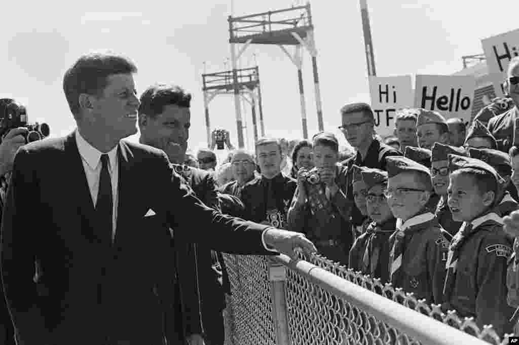 JFK Greeted By Boy Scouts