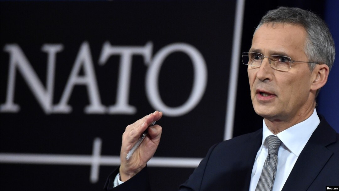 NATO Secretary-General Jens Stoltenberg talks to reporters a NATO headquarters in Brussels, Belgium, Nov. 8, 2017. Stoltenberg will be on a visit the U.S. Thursday and Friday.