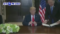 VOA60 America - U.S. President Donald Trump celebrates Tuesday’s agreement with North Korean leader Kim Jong Un