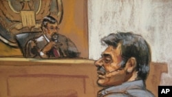 Suspect Manssor Arbabsiar is shown in a courtroom sketch during an appearance in a Manhattan courtroom in New York, October 11, 2011.