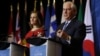 U.S. Secretary of State Rex Tillerson and Canada’s Foreign Minister Chrystia Freeland speak at a news conference during the Foreign Ministers’ Meeting on Security and Stability on the Korean Peninsula in Vancouver, British Columbia, Jan. 16, 2018. 