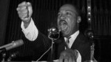 Dr. Martin Luther King Jr. during a speech in Eutaw, Alabama, June 1965. (AP)
