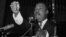 Dr. Martin Luther King Jr. during a speech in Eutaw, Alabama, June 1965. (AP)
