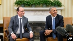 Barack Obama et François Hollande à la Maison Blanche , Washington, 24 novembre 2015. 