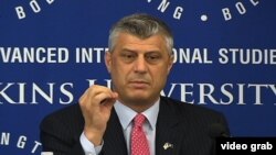 Kosovo Prime Minister Hashim Thaci speaking at SAIS