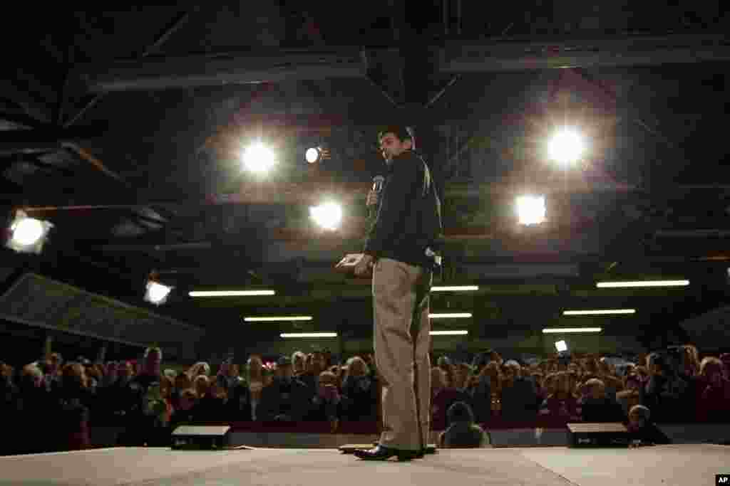 Republican vice presidential candidate Paul Ryan speaks during a campaign event at the Douglas County Fairgrounds, Castle Rock Colorado, November 4, 2012.