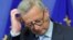 European Commission President Jean-Claude Juncker holds a news conference as he receives Mario Monti, Chairman of the High Level Group on Own Resources, at the EC headquarters in Brussels, Belgium, July 1, 2015. 