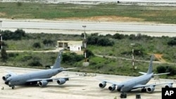 U.S. Air Force KC-135R air fueling tankers are seen at the Souda military base, on the Greek island of Crete, March 22, 2011