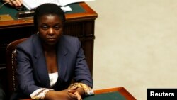 Congo-born Italian Minister for Integration Cecile Kyenge attends at the Lower house of the parliament in Rome, April 29, 2013. 