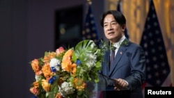 台湾副总统l赖清德在纽约发表讲话。（2023年8月14日）