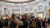 Supporters of US President Donald Trump enter the US Capitol&#39;s Rotunda