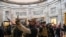 Supporters of US President Donald Trump enter the US Capitol&#39;s Rotunda