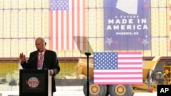 FILE - Taiwan Semiconductor Manufacturing Company founder Morris Chang speaks at the new facility in Phoenix, Dec. 6, 2022.