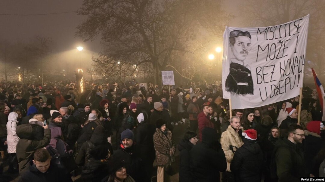 Protest studenata u Beogradu u novogodišnjoj noći