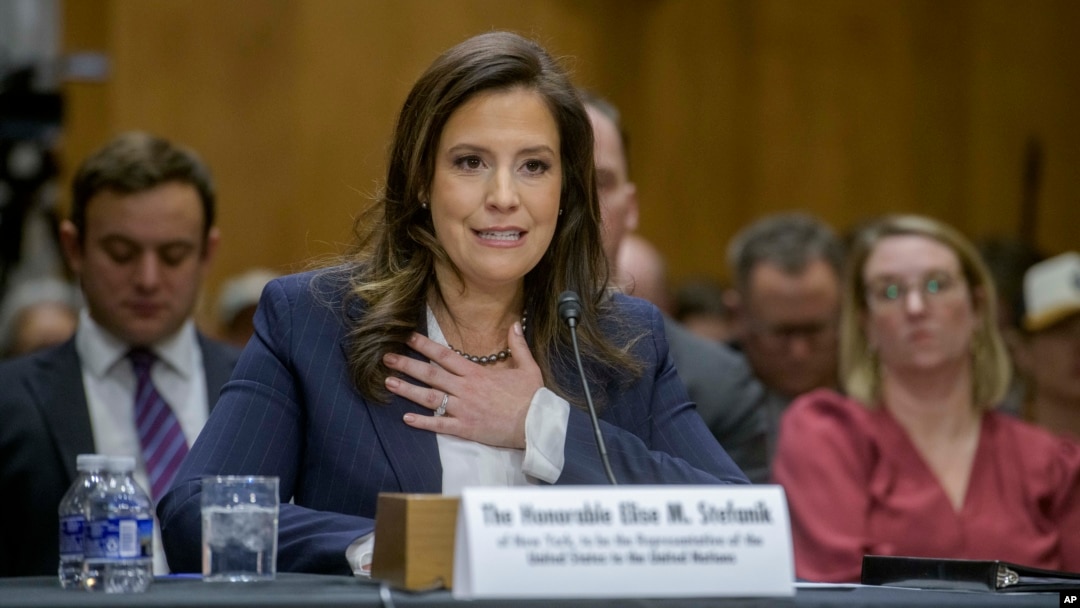 AQSh Vakillar palatasi a'zosi, respubliikachi Eliz Stefanik Prezident Donald Tramp tomonidan BMTda elchi bo'lishga ko'rsatilgan. Stefanik 21-yanvar kuni Senat huzurida savolga tutildi. 