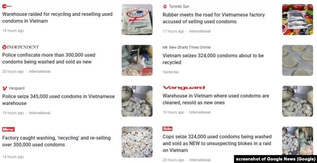 Nhiều báo Anh đưa tin về vụ công an VN bắt nhóm tái chế bao cao su, 24/9/2020