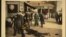 This undated handout image provided by the Library of Congress shows a motion picture lobby card for D.W. Griffith's "Broken Blossoms" (1919), showing sailors standing over two bodies, lying on the dirt street in Chinatown.