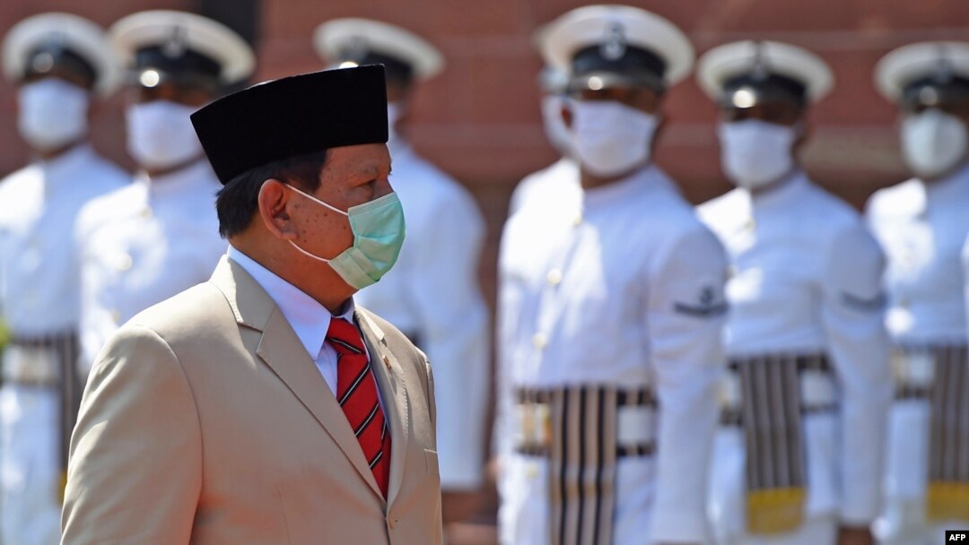 Menteri Pertahanan RI Jenderal Prabowo Subianto saat melawat ke New Delhi, India, 27 Juli 2020. (Foto: Money SHARMA / AFP) 