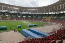 FILE - A general view of the Olembe stadium in Yaounde, Cameroon, on Aug. 8, 2021.