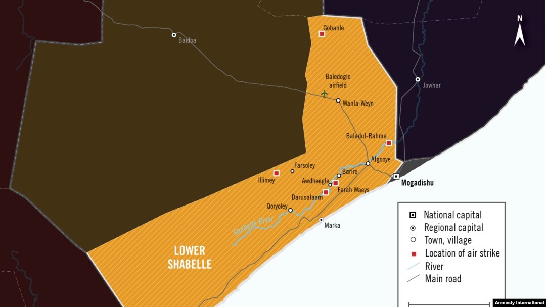 Ikarata yerekana intara ya Lower Shabelle, muri Somaliya