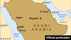 Peta wilayah Arab Saudi.