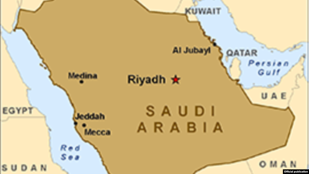 Peta wilayah Arab Saudi.